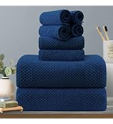 8-Piece Navy Bath Towels Set,2 Oversized Large Bath Towels Sheet,2 Hand Towels and 4 Washcloths -...
