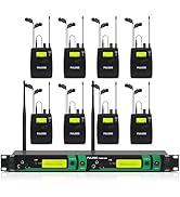 FULODE IEM UHF Wireless in Ear Monitor System 2 Channel 8 Bodypacks Monitoring with in Earphone, ...