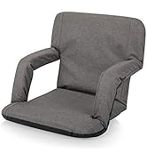 Heavy duty water resistant stadium chair with steel frame and side pocket for outdoor sports events.