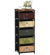 VASICAR Storage Unit with 5 Drawers, Fabric Nightstand, Clothes Organizer, Craft Storage Chest, S...