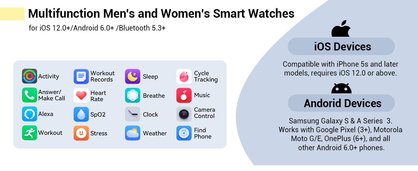 Smart watches for women Android and iPhone compatible smart watches for men