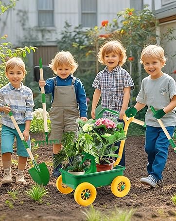 Kids Gardening Wheelbarrow Tools Set