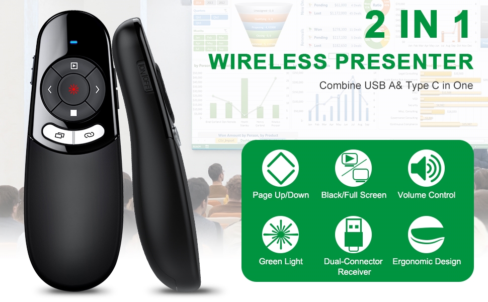 wireless presenter with green light
