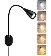 LED Wall Mounted Reading Light, 5 Color Modes 10 Brightness Dimmer, USB Charging Port, Memory &amp; T...