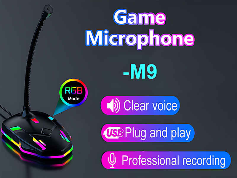 Blapsuro M9 USB Computer Microphone with Mute Button&amp;amp;RGB Glowing Light Compatible with PC Laptop