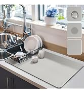 Dish Drying Mat for Kitchen Counter, Dish Drying Pad with Non-Slip Rubber Backed, Hide Stain Anti...