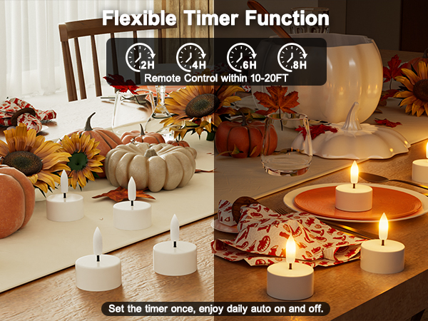 timer tea lights flickering
