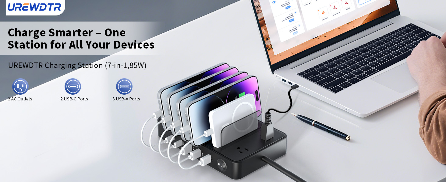 charger hub with usb ports and ac outlets