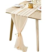 BOXAN Gorgeous Light Gold Table Runner 30x120 Inch for Ivory Wedding Rustic Boho Wedding Party Br...