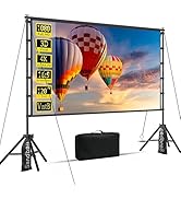 VntB 120 inch Projector Screen with Stand, Portable Outdoor Projection Screen Rear Front Movie Sc...