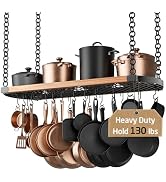 KES 48 Inch Large Hanging Pot Rack Ceiling Mount with 130lb High-Capacity, Ceiling Pot and Pan Ha...