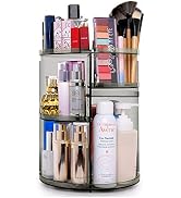 sanipoe 360 Degree Rotation Makeup Organizer Gray, Lazy Susan Cosmetics Storage Shelf Makeup Caro...