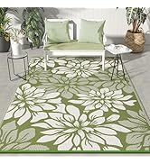GENIMO Outdoor Rug Waterproof for Patio Decor, 6' x 9' Reversible Plastic Straw Floral Camping Ca...