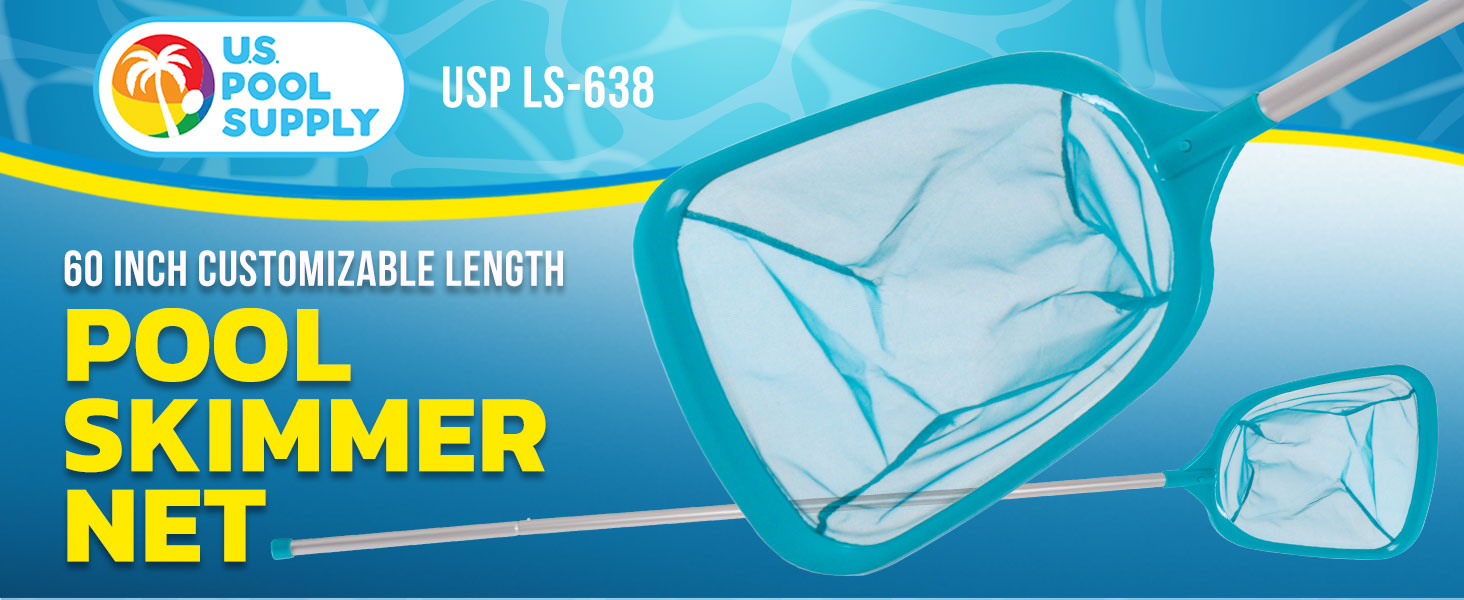 5-ft pool skimmer net with fine mesh bag &amp; 4-section pole—cleans leaves &amp; debris in pools &amp; ponds
