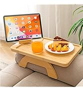 SINWANT Couch Arm Tray,Bamboo Sofa Tray Table Clip on Side Table for Wide Couch,Foldable Couch Tr...
