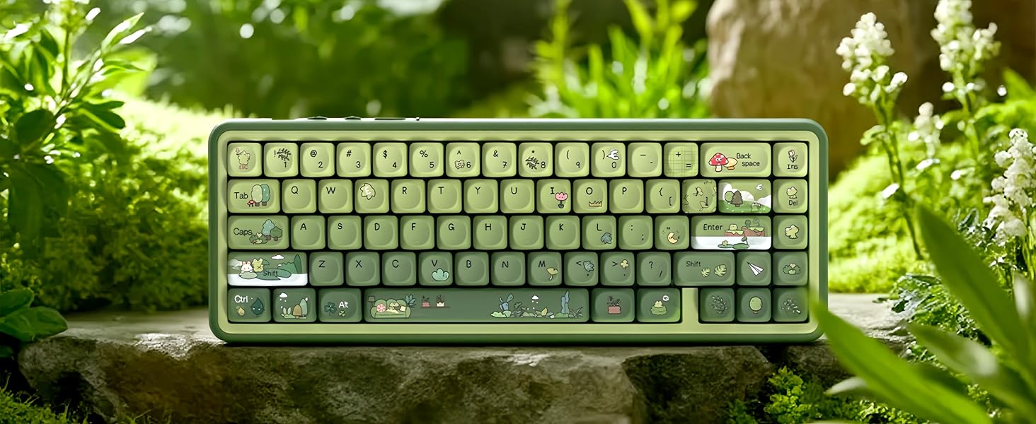Green Frog Keycap Set, PBT Custom Keycaps 60% 75% 100%,dye Sublimation Keyboard Key caps,MOA Profile
