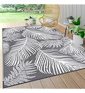 Pauwer Outdoor Rug 5'x8' Waterproof for Patios, Reversible Outdoor Plastic Straw Rug, Indoor Outd...