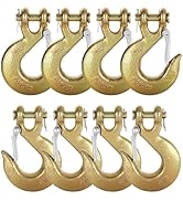 APOCHON 3/8" Clevis Slip Hook with Safety Latch, 8 Pack Heavy Duty Grade 70 Forged Steel Clevis C...