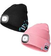 Wmcaps Stocking Cap Stuffers Bluetooth Beanie with A Light, 2-Pack Flashlight Headlamp Winter Hat...
