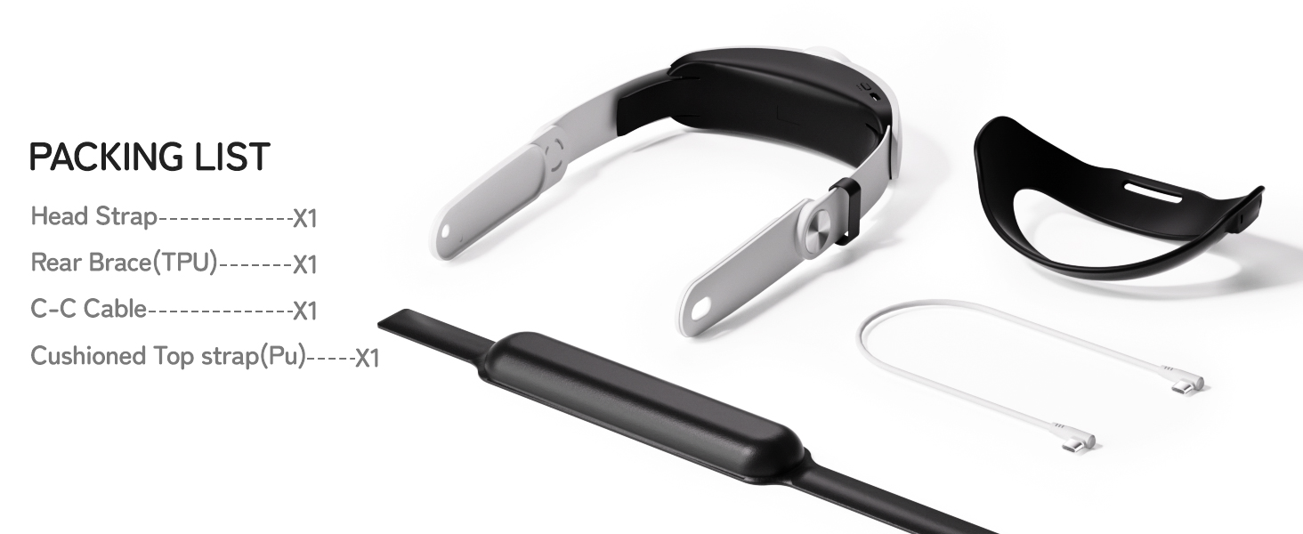 Meta Quest 3 and Quest 3S battery head strap packing list