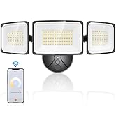 Onforu 100W Smart Flood Lights Outdoor, 3 Adjustable Heads, 9000LM Dimmable Hardwired Security Li...