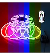 Aclorol RGB Neon Rope Lights 164FT AC 110V-130V Neon LED Strip Lights Outdoor Waterproof Multicol...