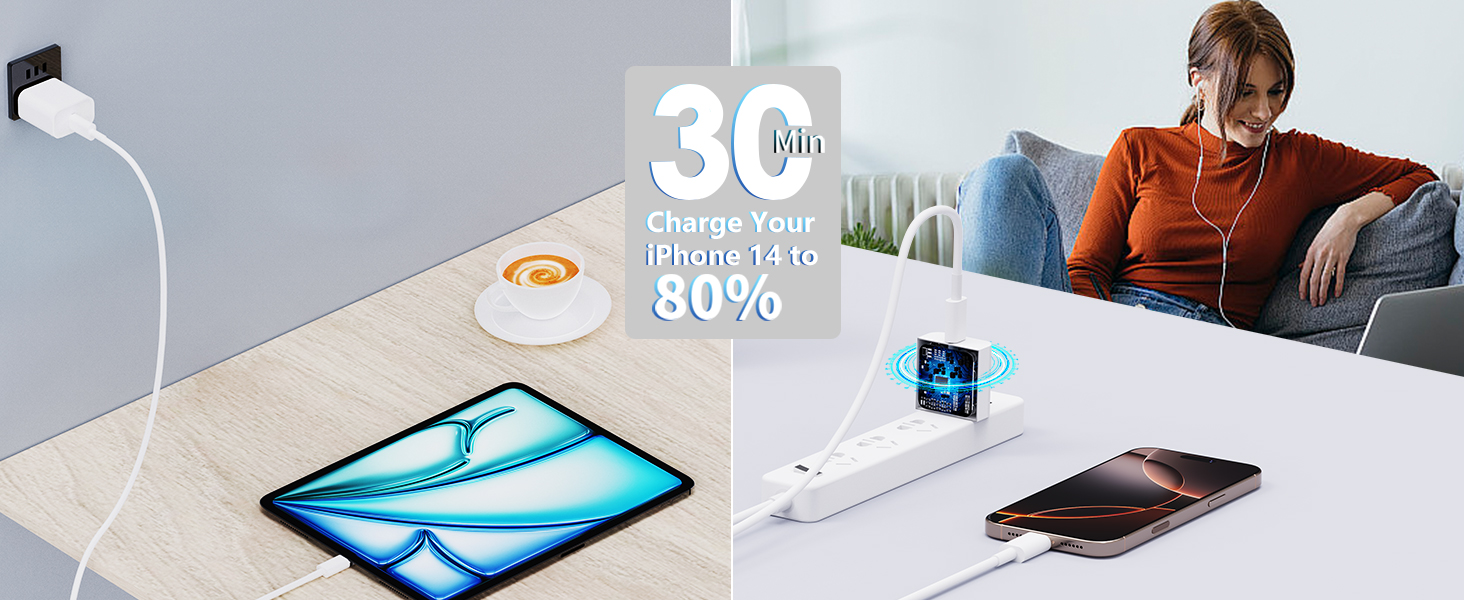 Apple MFi Certified 2Pack iPhone Charger Fast Charging 20W USB C Wall Block Type C Charger Chargers