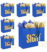 EIiovcnya 5 Senses Gift Bags for Him Her with Labels,Sight Smell Touch Taste Sound Gift Bags with...