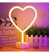 ENUOLI Neon Night Light Heart Shaped Lamp USB &amp; Battery Powered Hanging Heart Love Neon Sign Wedd...