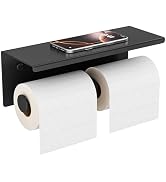 FORIOUS Double Toilet Paper Holder with Shelf, 304 Stainless Steel Wall Mount Tissue Roll Holder ...