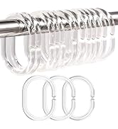 Resze 24 PCS Shower Curtain Rings, Plastic Clear Shower Curtain Hooks, C-Shaped Rings Hook Hanger...