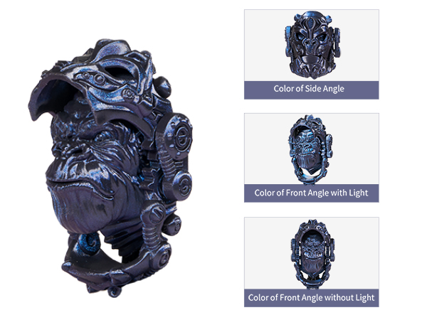 Decorative dark blue eagle-themed sculpture or ornament shown in three lighting conditions, displaying different surface effects and metallic finishes.