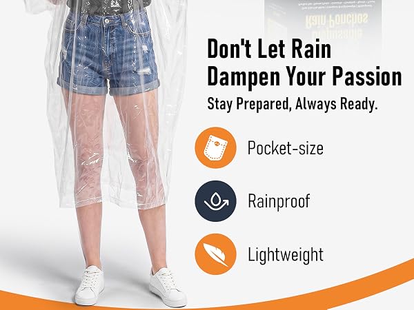 rain poncho clear disposable emergency family pack lightweight pocket size camping hiking theme park