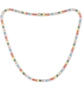 LGYIC Rainbow CZ Waterdrop Choker Necklace for Women, Multicolor Cubic Zirconia Wedding Party