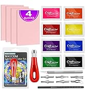 WAYCOM 18 Pcs Rubber Stamp Making Kit,Rubber Carving Block Linoleum Cutter Set Rubber Stamp Carvi...