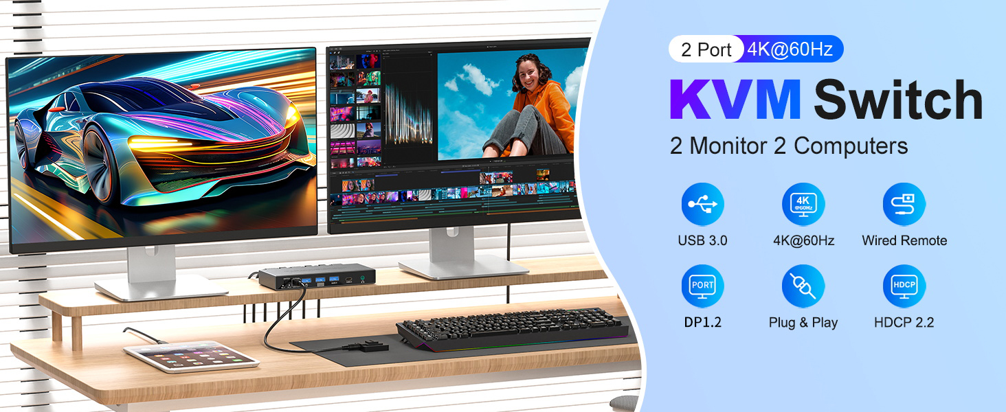 2 computer 2 monitor kvm switch