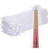 Toddmomy 100pcs Drawstring Organza Hand Fan Bags,White Organza Bags for Candy Jewelry Party Weddi...