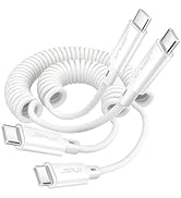 JSAUX Coiled USB C Cable 100W [2-Pack, 3ft+6ft], USB C to USB C Cable for Car, USB C Charger Cabl...