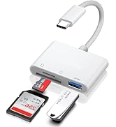 USB C SD TF Memory Card Reader, 3-in-1 Type C Camera Adapter Compatible with iPad, iPhone 15, Mac...