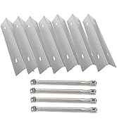 MixRBBQ Stainless Steel 7-Pack Heat Plates and 4-Pack Burner BBQ Replacement Part Kit for Prestig...