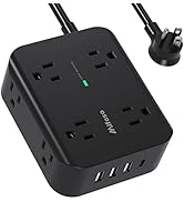 Power Strip Surge Protector - Flat Plug, Wall Mount, 8 Wide Outlets with 4 USB Ports (1 USB C), 5...