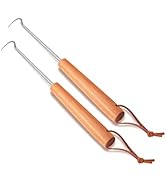 Leonyo 2 Pack Pigtail Food Flipper, 12 Inch Meat Hook Flippers Turners with Stainless Steel Shaft...