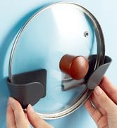 6Pcs ABS Self Adhesive Pot Lid Holder Wall Door Mounted Pot Lid Rack Pan Pot Utensil Lid Rack Kit...