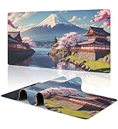 Japanese Mount Fuji Desk Mat Cherry Blossom Tree Large Gaming Mouse Pad, XXL Anime Gaming Keyboar...