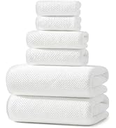 REDKISS Ultra Soft 6 Piece Towel Set, Premium White Towels for Bathroom, Highly Absorbent, Quick ...