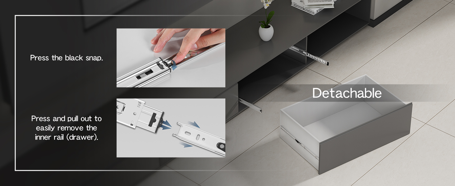 Snap-on design makes the slides separate Easily,convenient to remove and install the glides.