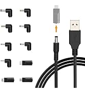 USB Dc Power Cord, 5v Charging Cable USB to DC 5.5 2.1 mm with 10 Connector Tips(5.5x2.5, 4.8x1.7...