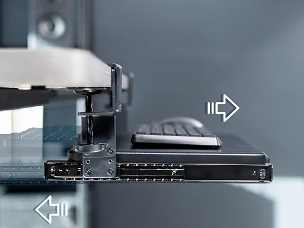 Clamp-on Height Adjustable Keyboard Tray