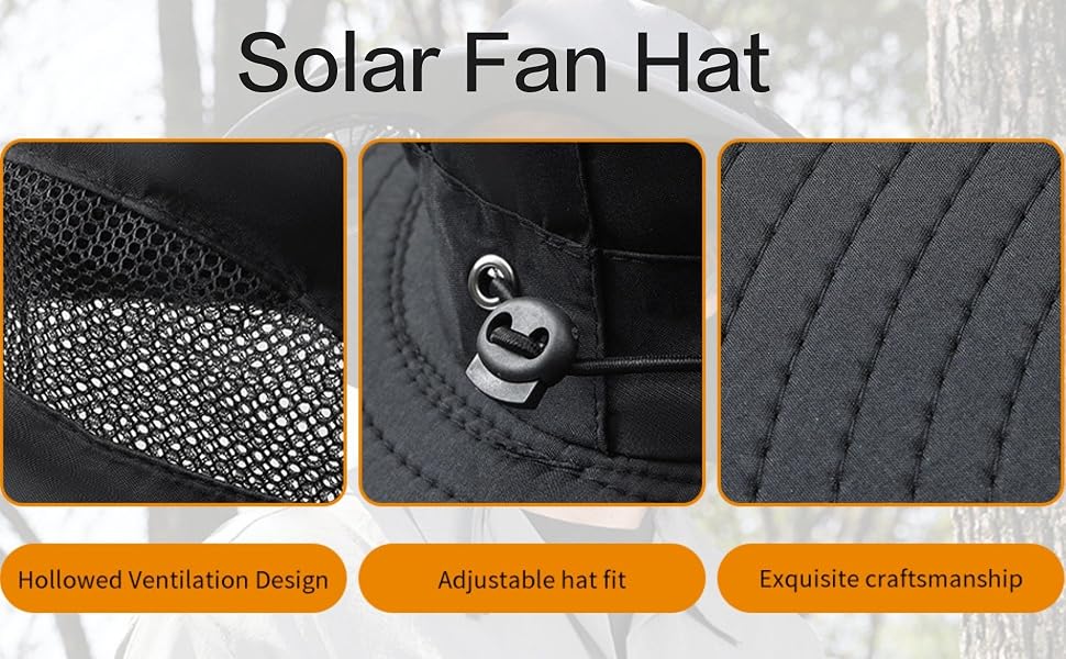 Wide Brim Solar Fan Outdoor Fishing Hat