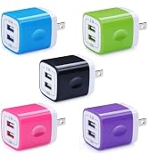 5Pack USB Charger Block Wall Plug Dual Port 2.1A USB Phone Charger Adapter Fast Charging Box for ...